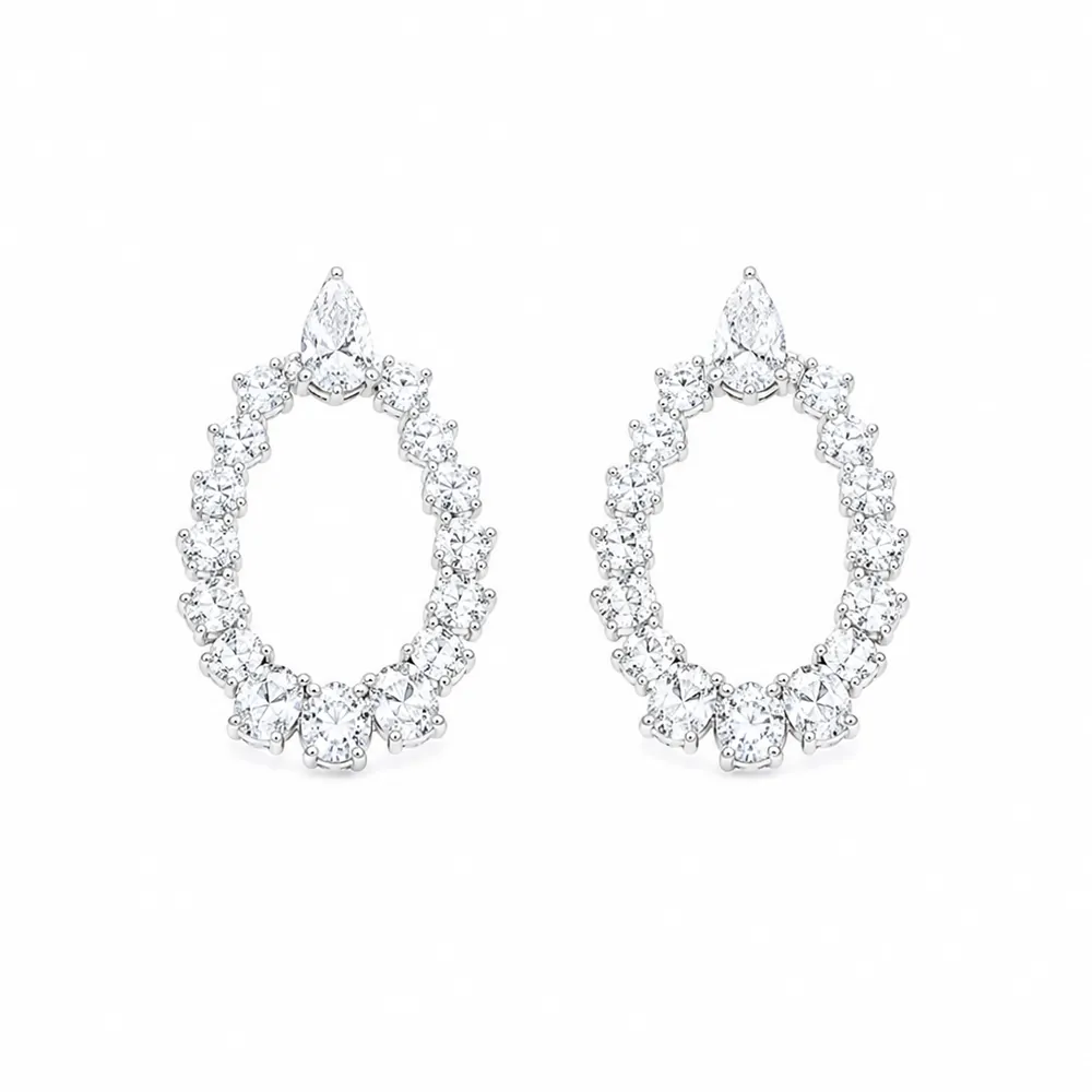 Brinco Glam Luxo 4x6mm / 1 quilates