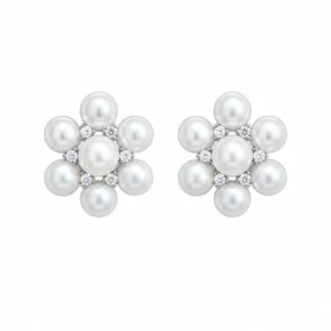 Brinco Flor Pérola Agua 1,7mm / 0,21 quilates