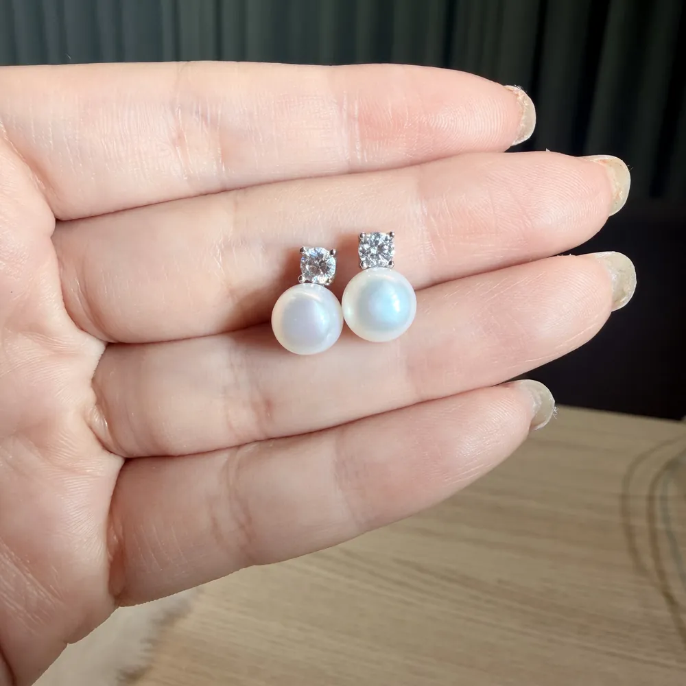 Brinco Pérola Moissanite 8mm / 2 quilates