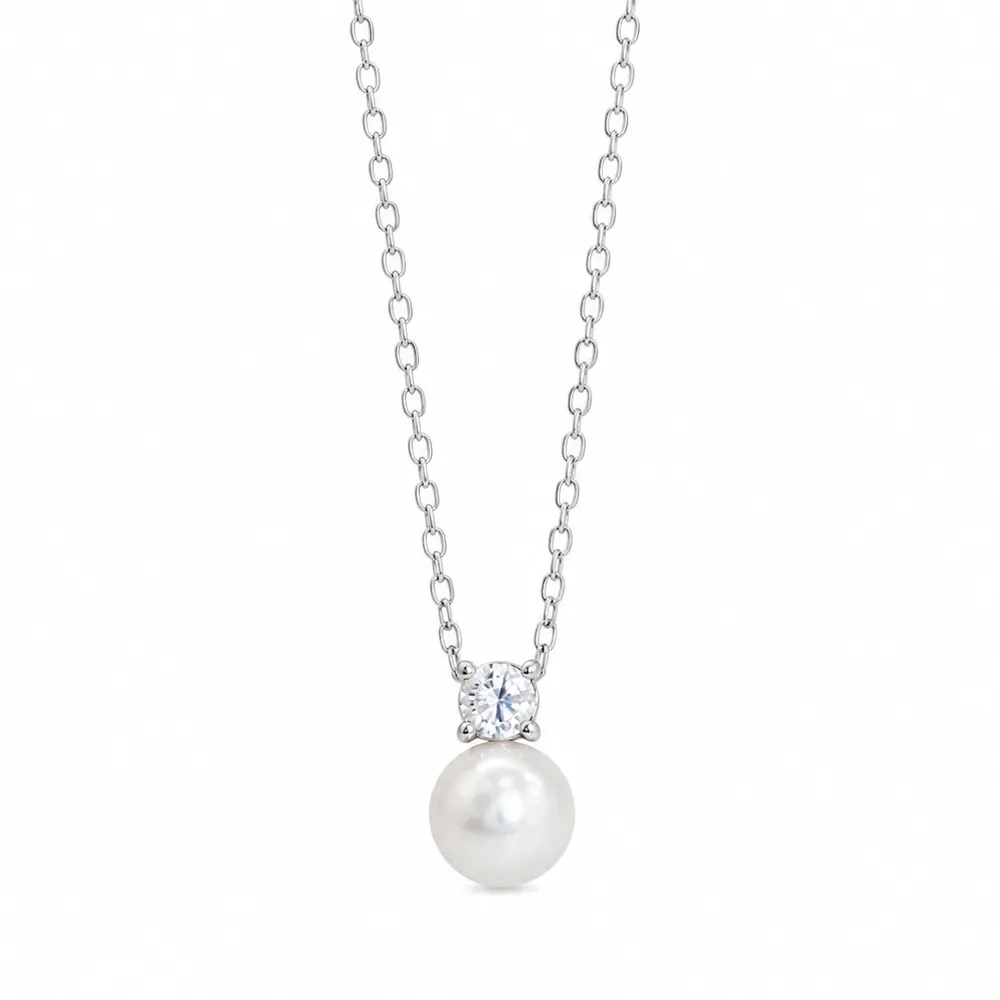 Colar Pérola Moissanite 8mm / 2 quilates
