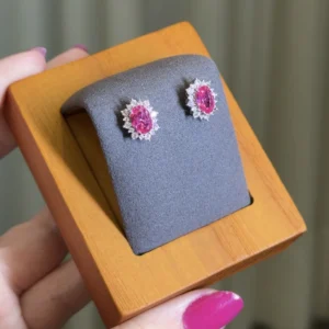 Brinco Safira Pink 5x7mm