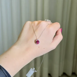 Colar Safira Pink 6x8mm