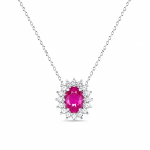 Colar Safira Pink 6x8mm