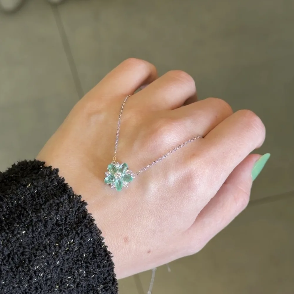 Colar Flor Turmalina Fusion Moissanite 2mm