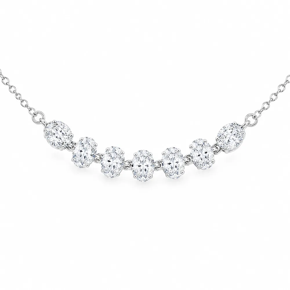 Colar Floating 7 Pedras Moissanite 5mm