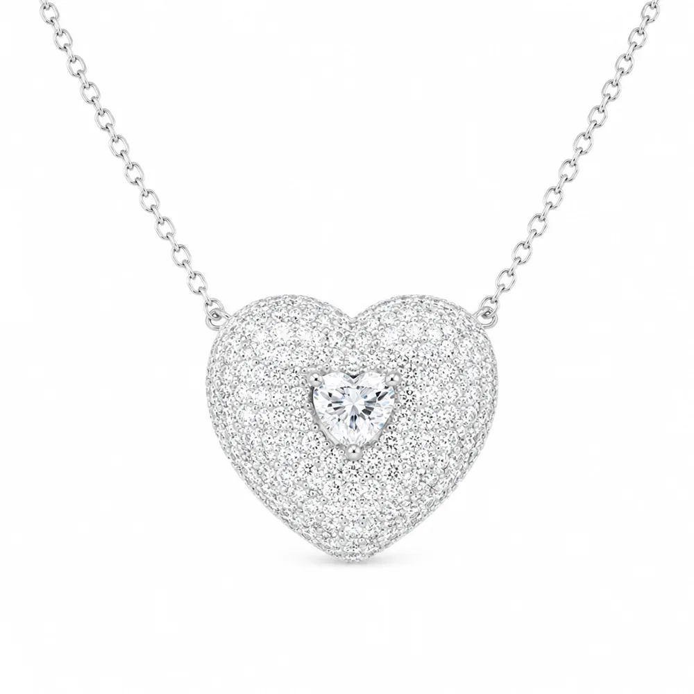 Relicário Coração Moissanite
